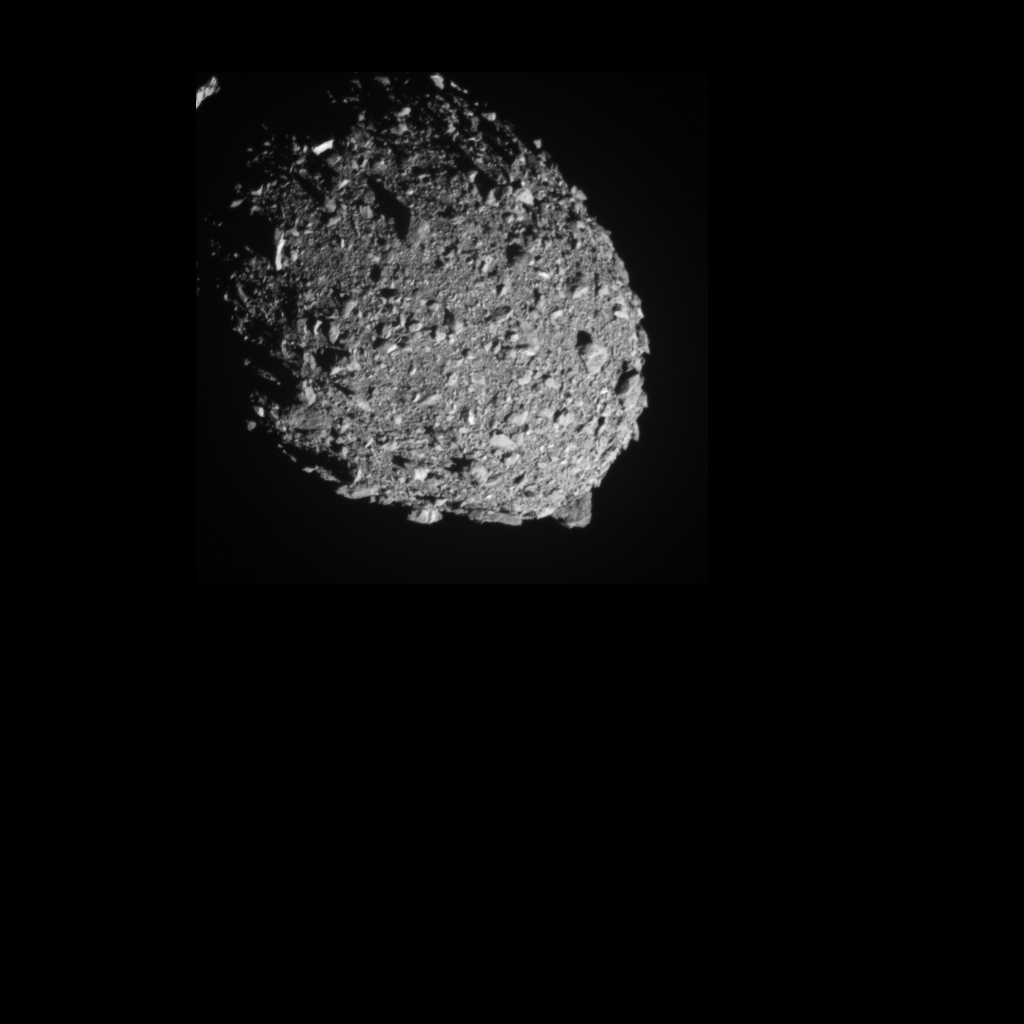 The visible terrain of Dimorphos roughly ten seconds before impact